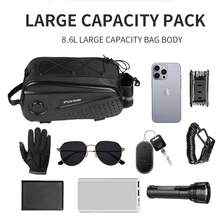 Waterproof EVA Hard Shell Bicycle Rear Pannier Bag, Large Capacity Layered Storage Bike Rack Bag, Can Be Used As One Shoulder Crossbody Cycling Gear Bag - Black - View 9