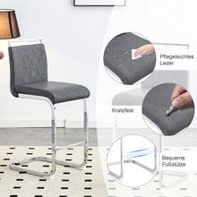 Juego de 2 taburetes de bar de estilo nórdico / Juego de 2 taburetes de bar de PU / Diseño único y construcción estable / Capacidad de carga de 120 kg / Adecuado para comedor, cocina y patio - Gris oscuro + plata - Ver 4