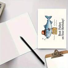 Cute Cartoon Fish Theme Birthday Card, Sweet Meaning, Ideal Gift For Husband, Boyfriend, Girlfriend, Best Friend, Partner And Family - A - View 3