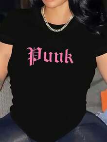 Una camiseta de estilo punk para mujer - de corte holgado, cuello redondo, manga corta, hecha de tela de elasticidad media, adecuada para conciertos, - Blanco - Ver 5