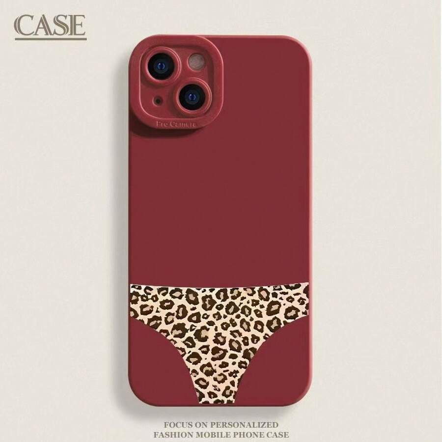 Creative Leopard Print Phone Case Suitable For Apple 16Pro, 17ProMax, New 15, Premium 14Pro, Personalized - 天使眼-酒紅色-創意豹紋 - 查看 1