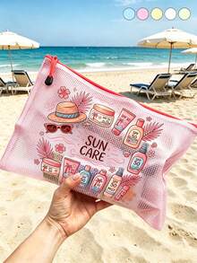 Exquisite Bikini-Muster PVC wasserdichte Strandtasche/Kulturtasche/Reißverschluss-Aufbewahrungstasche - leicht, langanhaltend und farbecht Damen-Make-up-Kulturtasche, TSA-konforme tragbare Make-up-Tasche, leicht zu reinigen; geeignet als Geschenk für Mütter, Lehrer, Freunde oder Krankenschwestern; kombiniert Make-up-Tasche und Reise-Aufbewahrungsfunktionen, unverzichtbar für Schulferien, Schulanfang und tägliche Ausflüge; Muttertagsgeschenk, Reise- und Sommer-Essential. - Verschiedenfarbig - Übersicht 2
