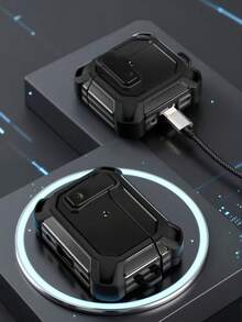 1 pieza/Set Estuche para auriculares con cierre y 1 gancho, compatible con Apple 4 Bluetooth, funda protectora compatible con Pro 3/Pro/3ra/1ra/2da generación, diseño de apertura y cierre con bloqueo para evitar que la tapa se caiga, una funda protectora de auriculares práctica y hermosa, regalo de cumpleaños para él, (auriculares no incluidos) - Negro - Ver 7