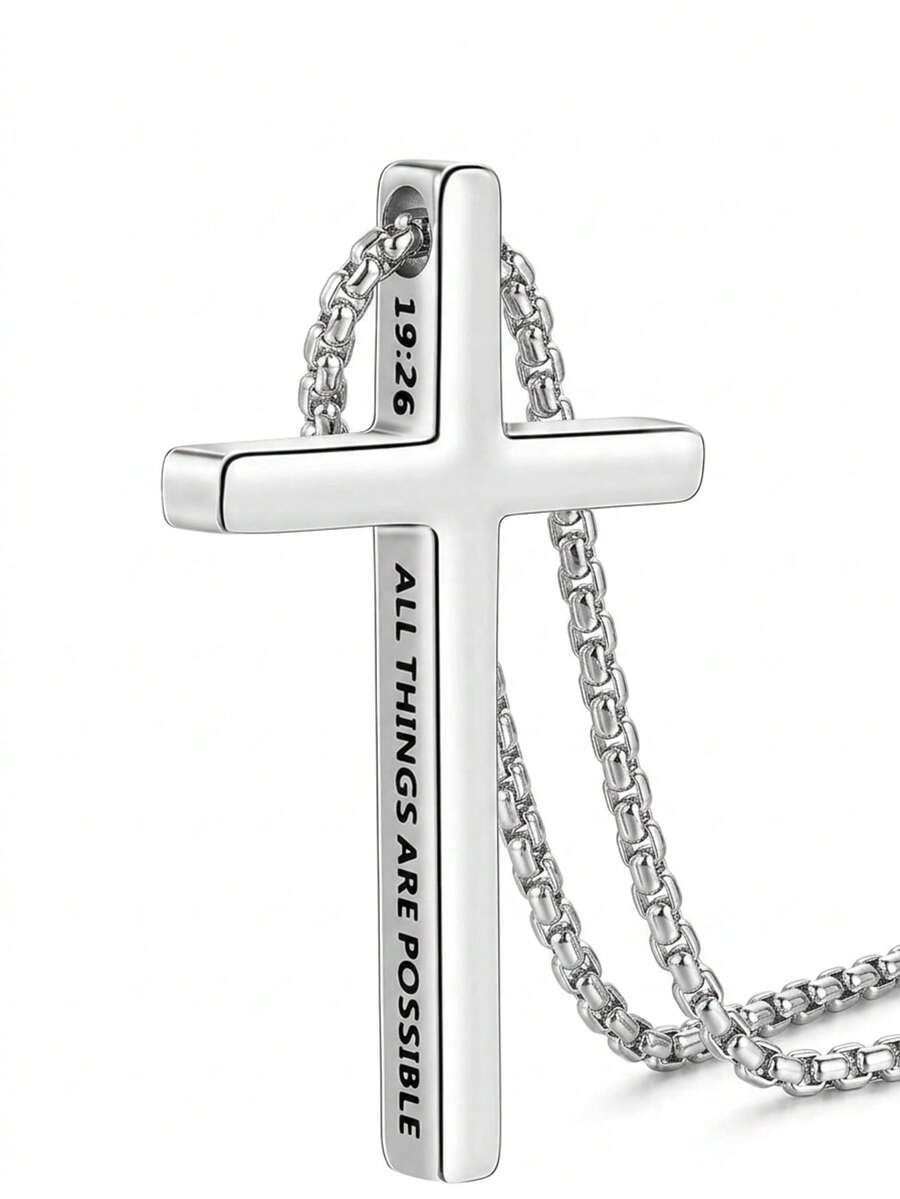 Collar con colgante de cruz para hombre, adecuado para uso diario - Multicolor - Ver 1