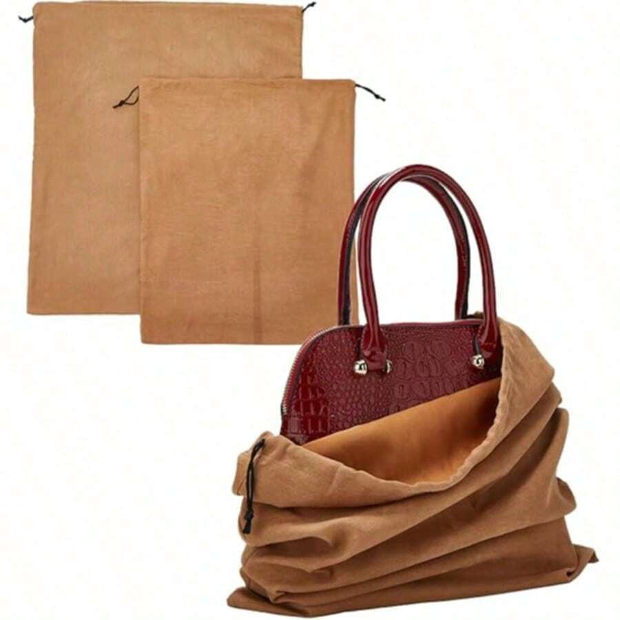 Bolsas de tela de gamuza con cordón, para zapatos, carteras, viajes, embalaje, organización de equipaje, almacenamiento en el hogar. - Blanco - Ver 1