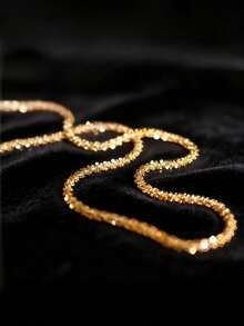 1pc European And American Style Stainless Steel Gold-Plated Cauliflower Chain Necklace With Sparkling Starry Effect, Minimalist Unisex Versatile Necklace, Perfect For Sports And Daily Looks - Multicolor 2 - View 7
