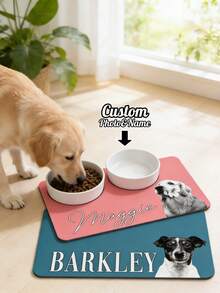 1pc Customized Pet Feeding Mat, Personalized Pet Photo + Name Mat, Personalized Dog Feeding Mat, Customized Cat Floor Mat, Unique Gift For Pet Lovers, Ideal Birthday Choice - Multicolor - View 2