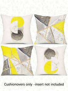 4 bucăți Huse pentru perne de canapea, stil modern luxos, design cu elemente geometrice abstracte, din catifea, cu atingere confortabilă, disponibile în mai multe mărimi, cu fermoar ascuns, potrivite pentru mașină, decor farmhouse pentru casă, dormitor și living (umplutura nu este inclusă) - Galben strălucitor - Vizualizare 14