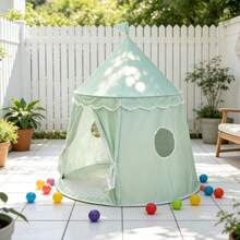 Tienda de campaña estilo yurta mongola de tela de piel de durazno verde para niños, tienda de juego de base secreta para niños, con bolsa de almacenamiento, fácil de instalar y guardar, portátil, adecuada para juegos interactivos en interiores y exteriores, camping en el parque, tienda de juego de espacio de imaginación para niños y niñas, mejor regalo de cumpleaños y vacaciones - verde menta - Ver 4