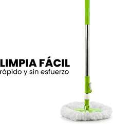 Magic Rotating Mop With Wringer Bucket, 360° Rotating Microfiber Head, Adjustable Telescopic Handle, Efficient Cleaning System For Wood, Ceramic, Marble Floors And More (BLACK) - Green - View 7