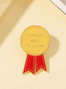 1pc World's Best Teacher Brooch, Creative Personalized Gold Medal Badge, Perfect Gift Choice, Teacher's Day Commemorative Accessory - Multicolor - View 8