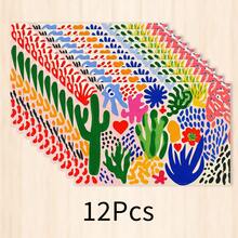 1pc Painted Pattern Placemat, Breakfast Mat, Coffee Mat, Cup Mat, Bowl & Plate Mat, Kitchen & Furniture Accessory, Easy To Clean, Suitable For Home, Restaurant, Restaurant Decor, Holiday Gift, Gift For Friends, Multi-Piece Set - Multicolor - View 14