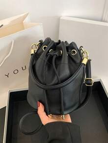 Women's Bucket Bag, Casual Straw Drawstring Crossbody Shoulder Bag - Bright - View 1
