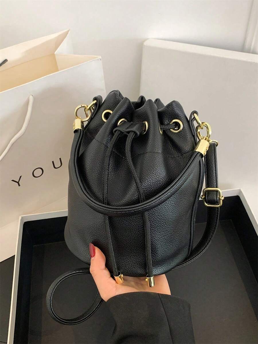 Women's Bucket Bag, Casual Straw Drawstring Crossbody Shoulder Bag - Bright - View 1
