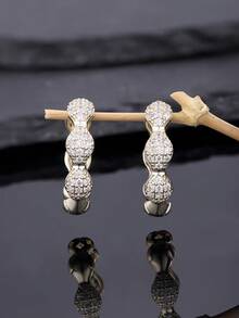 Full Rhinestone Gourd Dangle Earrings For Women, Luxury High-End Long Earrings, Slimming Effect, Niche Exquisite Rhinestone Studs For Evening Party - Earrings 1230 - View 2