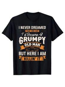 Funny Grumpy Old Man Killin3; It T-Shirt| Sarcastic Grandpa Graphic Tee - 黑色 - 查看 1