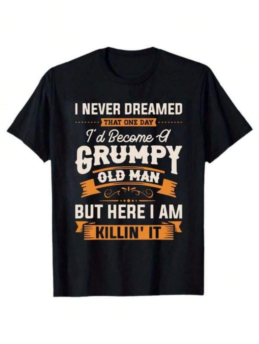 Funny Grumpy Old Man Killin3; It T-Shirt| Sarcastic Grandpa Graphic Tee - 黑色 - 查看 1