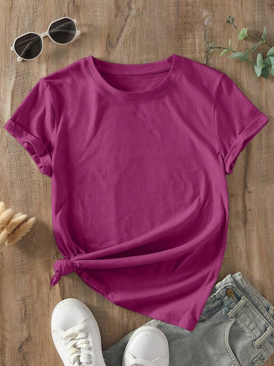 NostaNoir Plain Crew Neck T-Shirt - 紫色 - 查看 1