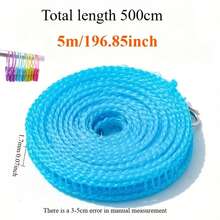 [Portable Windproof Clothesline]2pcs 16.4ft Windproof Nylon Clothesline + 3pcs Windproof Clothes Pegs, Portable Laundry Rope, Adjustable Clothesline, Travel Clothesline, Indoor/Outdoor Camping Home Hotel Portable Laundry Rope - Multicolor - View 7