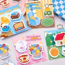 4/8pcs Combination Sticky Notes, Ins Dopamine Combination Sticky Notes Student Tearable Message Decoration Memo Cute Stationery N-Times Reusable, 60 Sheets/Book, Random Style, Suitable For School, Office, Home Memo, Back To School, Halloween - one-size - View 4
