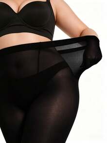 High Elasticity High Waist Opaque Tights, Suitable For Plus Size And Slim, Comfortable Fit For All Body Types, Versatile Base Layer For Autumn And Winter - Black - View 5