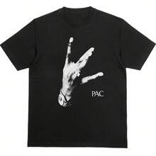 Camiseta de Manga Corta Unisex de Alta Calidad, Estilo Hip-Hop, 100% Algodón, Ropa de Rapero - Negro - Ver 1