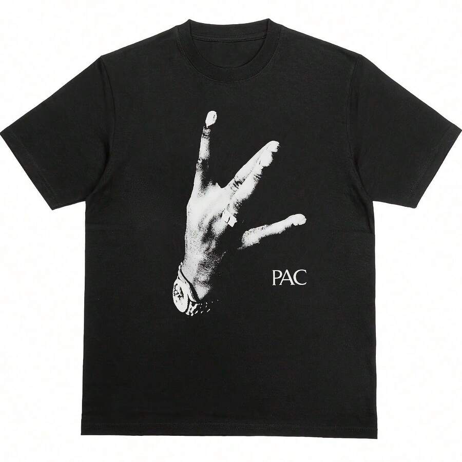 Camiseta de Manga Corta Unisex de Alta Calidad, Estilo Hip-Hop, 100% Algodón, Ropa de Rapero - Negro - Ver 1