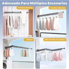 tendedero Plegable para Ropa Pared,Tendederos Plegable de Pared 3 Brazos,tendederos retractiles Exterior,tendedero retractil,Perchero Extensible de para Interior y Exterior - 1 - Ver 7