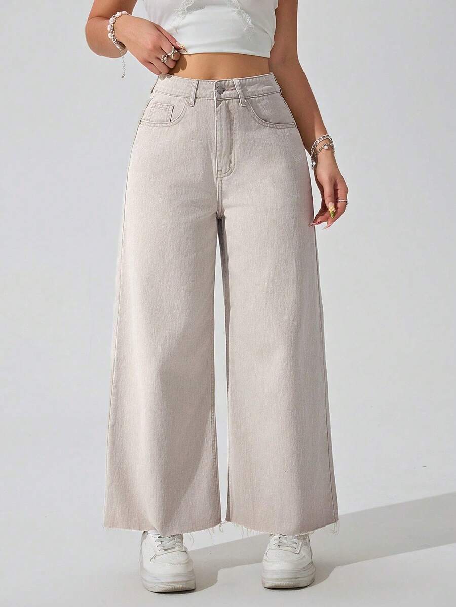Straight-Leg Jeans With Pockets And Zipper, Versatile Fashion For Women - Grey 3 - View 1