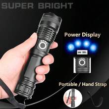 1PC High-Power LED Aluminum Alloy Flashlight - Outdoor High-Luminance Long-Distance Light With Battery Indicator, Zoomable Focus & Strong Beam For Night Fishing (Battery Not Included) - Multicolor - View 5
