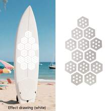 7/12pcs Hexagonal Surfboard Traction Pads, Crocodile Texture Anti-Slip Deck Pads, Waterproof Self-Adhesive Breathable Hollow Hole Surf Foot Grip Pads, Trimmable Surf Accessories Suitable For SUP Paddleboard, Surfboard, Wakeboard, Kayak - Multicolor - View 3