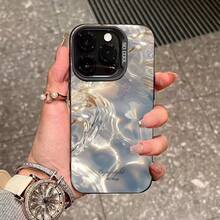 Blue Gold Phantom Is Suitable For Apple 16 Pro Max New Phone Case,  15 Pro Advanced Protective Cover, 17 Pro - 彩銀殼-白色-藍金幻影 - 查看 2