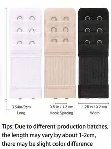 3pcs/Set Women's Bra Extender, 2-Hook/3-Hook/4-Hook Optional, Soft Elastic Back Bra Extender, Bra Extender, Women's Lingerie Bra Hook Extender, Elastic Adjustable Shoulder Strap Extender, Soft Lingerie Accessories, Multiple Colors Available, Comfortable Fit - Multicolor - View 6
