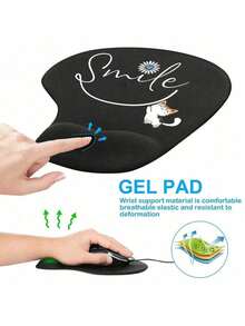 Ergonomic Wrist Rest Mouse Pad, Cute Smile Letter & Cat Pattern Design, Ergonomic EVA Wrist Rest Pad, Non-Slip Memory Foam Mouse Pad, Comfortable Mouse Pad, Provides Smooth Wrist Support, Skin-Friendly And Comfortable, Desktop Protector, Suitable For Gaming, Office, Non-Slip, Suitable For Office Computer, Laptop And Home Use, Graduation Season Souvenir, Perfect Gift For Valentine's Day, Mother's Day, Back To School, Spring - Multicolor - View 4