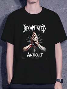 2026 New Large-Size Men'S And Women'S Universal T-Shirt Men'S-New--Trending-%-Graphic-Casual-Everyday-Black T Shirt With Decapitated Anticult Band And - Black - View 1