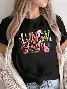 1 paquete de camisetas para mujer, específicas para el personal de servicio en restaurantes, un regalo divertido para trabajadores de cocina, ligeras y duraderas, perfectas para trabajos en - Negro - Ver 1