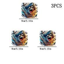 1/2/3pcs Halloween Pirate Skull Heat Transfer Stickers DIY Iron-On Decals For T-Shirts, Pillows, Backpacks, Multi-Color Durable Washable Plastic Stickers - Multicolor - View 12