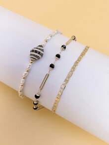 Ocean Style Seashell Pendant Bohemian Glass Bead Anklet Multi-Piece Set - Multicolor - View 2