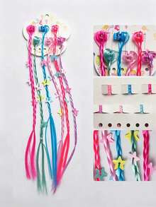 Cute Faux Braided Hair Clips For Girls, Niche Princess Style Colorful Small Claw Hair Clips - Multicolor - View 8