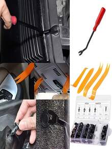 105pcs Car Interior Disassembly Tool Set, Includes Universal Nylon Plastic Car Rivets, Suitable For Car Door Panels And Bumper Body Panel Repair Kit, Equipped With Pry Bar Tools And Clips, Used For Vehicle Maintenance, Multi-Function Heavy Duty Plastic Rivet Tool Set - A - View 7