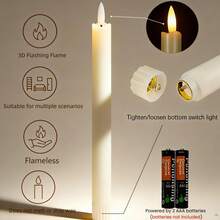 6-teiliges Set flammenlose LED-Stumpenkerzen, batteriebetriebene Kerzen mit realistischer flackernder Flamme, warmweiße elektronische Kerzen für Halloween, Weihnachten, Party, Hochzeit, Zuhause, Kirche Dekoration, mit AAA-Batterien betrieben (nicht enthalten) - LED-Spitzkerzen - Übersicht 2