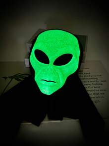 Glow-In-The-Dark Mask Headpiece, Unique Design Mask, Halloween/Carnival Party Costume, Halloween Horror Outfit, Scary Alien Mask Headpiece, Alien Costume Mask, Unique Design, High Visibility, Eye-Catching - View 1