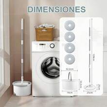 Giratorio versión Mejorada, Equipado con 4 trapeadores reemplazables, Cubos para la separación de Sistemas de Agua Sucia y Limpia, Equipado con trapeadores Que giran 360 Grados. - Blanco - Ver 3