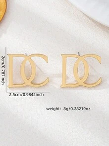 1 Pair Geometric Asymmetrical Letter Stud Earrings - View 2