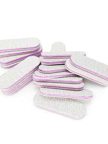 10pcs 6cm Mini Double-Sided Nail File Purple & White Striped Portable Small Nail Buffer High-Quality Wear-Resistant Sandpaper Travel Wearable Nail Filing Tool - Multicolor - View 6