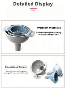 4pcs Plastic Funnel Set - Multi-Functional 4-In-1 Kitchen Funnel Kit With Strainer. Features Detachable Design And Large Pouring Opening; Perfect For Liquid Transfer And Dispensing - Essential Kitchen Tool. - View 7