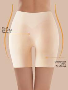Women's High-Waisted Shorts With Tummy Control And Anti-Exposure Design (Sports Boxer Style) - Black Beige White - View 5