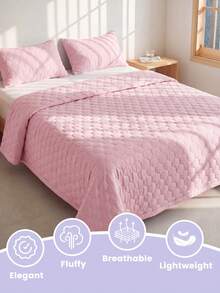 1pc Cooling Air Conditioning Quilt, Pink Bedding Cover, Breathable & Lightweight, Super Soft & Comfortable, Suitable For Twin/Full/Queen/King Sizes, Perfect For Home & Dorm, Pillow And Pillowcase Not Included, Machine Washable - Pink - View 6