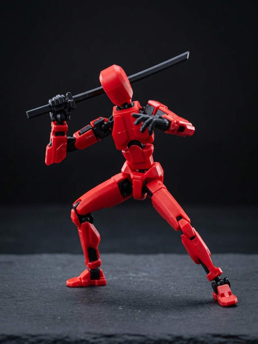 3D Printed Red Robot Warrior Action Figure With Sword, Mecha Anime Poseable Model Toy, Fully Movable Dynamic Collectible Desktop Display Model, Halloween Christmas Gift For Teens And Adults, Thanksgiving Holiday Party Gift, Christmas Stocking Stuffer