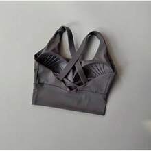 All-In-One Sports Bra Collection, Professional High-Intensity Shockproof Chest Support, Running Bra, Yoga, Fitness, Summer Fabric - Grey - View 1